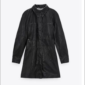 Zara - Black Faux Leather button dress/shirt